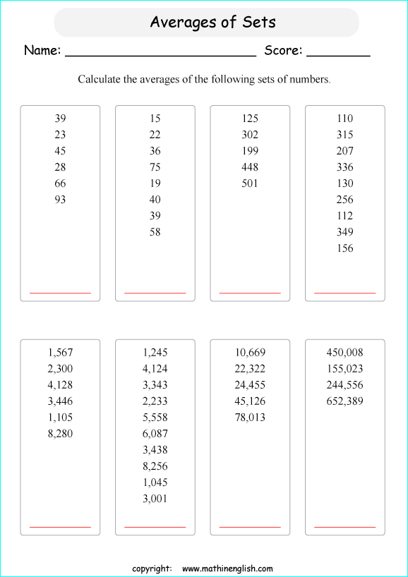 Printable Primary Math Worksheet For Math Grades 1 To 6 Based On The 