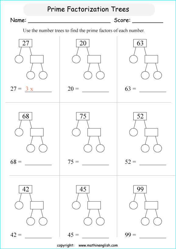 worksheet-for-prime-factorization