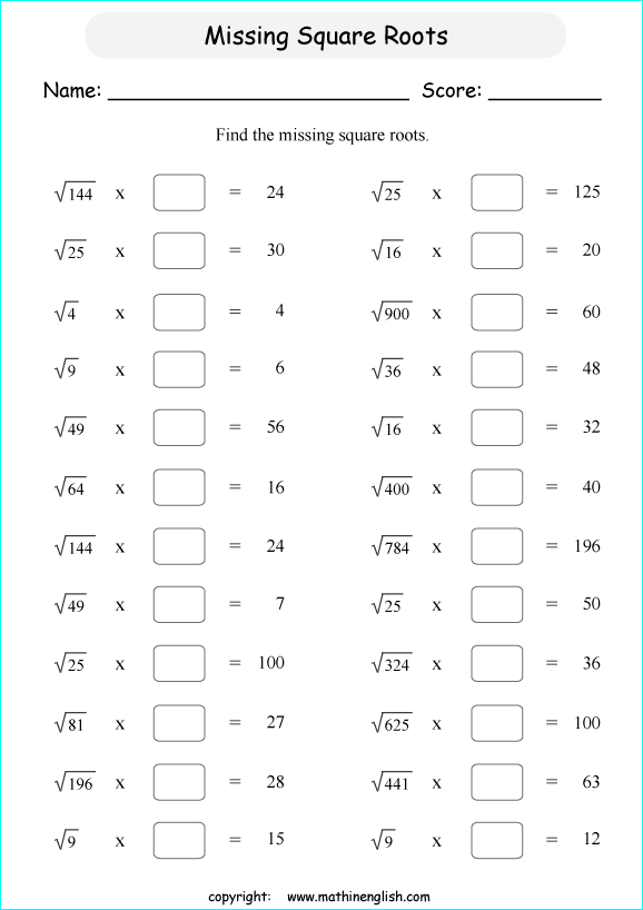 Square And Square Roots Worksheet Ivuyteq