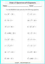 Math order of operations worksheets using the BODMAS and Pemdas rules ...